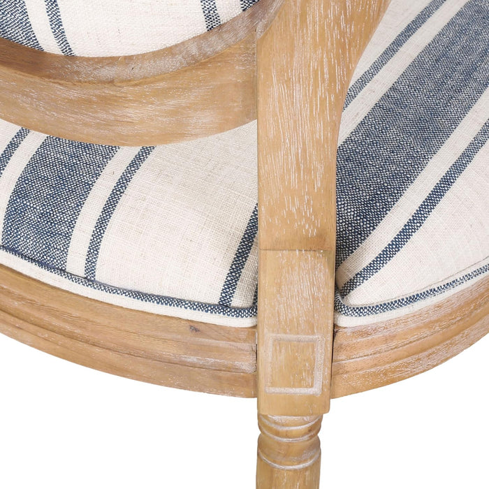 Phinnaeus Dining Chair Set, Set of 4, Wood, Dark Blue Stripes + Light Beige + Natural