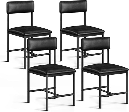 Dining Room Chairs Set of 4 Black Upholstered Dining Chairs Modern Kitchen Chairs Faux Leather Restaurant Chairs with Metal Legs for Living Room Kitchen and Dining Room, 4 Pack