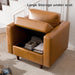 Faux Leather Oversized Accent Chair with Storage Deep Seat Single Sofa Large Reading Armchair for Living Room Bedroom Office Brown