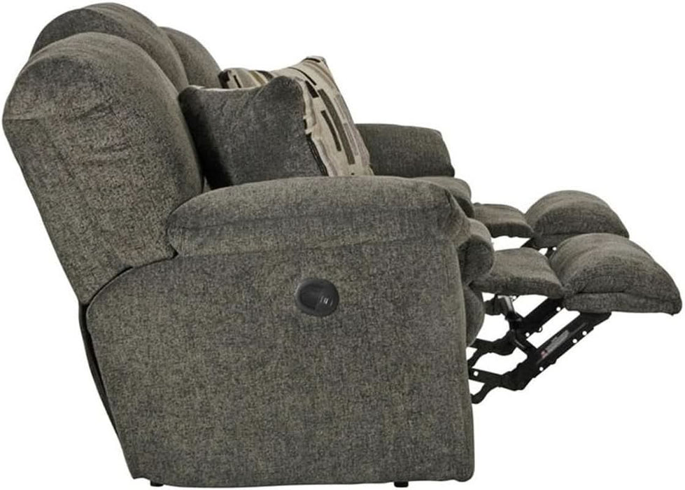 Maxim Power Reclining Sofa in Soft Charcoal Gray Polyester Fabric