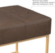 Decorative Large Square Gold Metal Ottoman | Ottoman Stool for Living Room & Bedroom | Decorative Home Furniture (Brown Faux Leather)