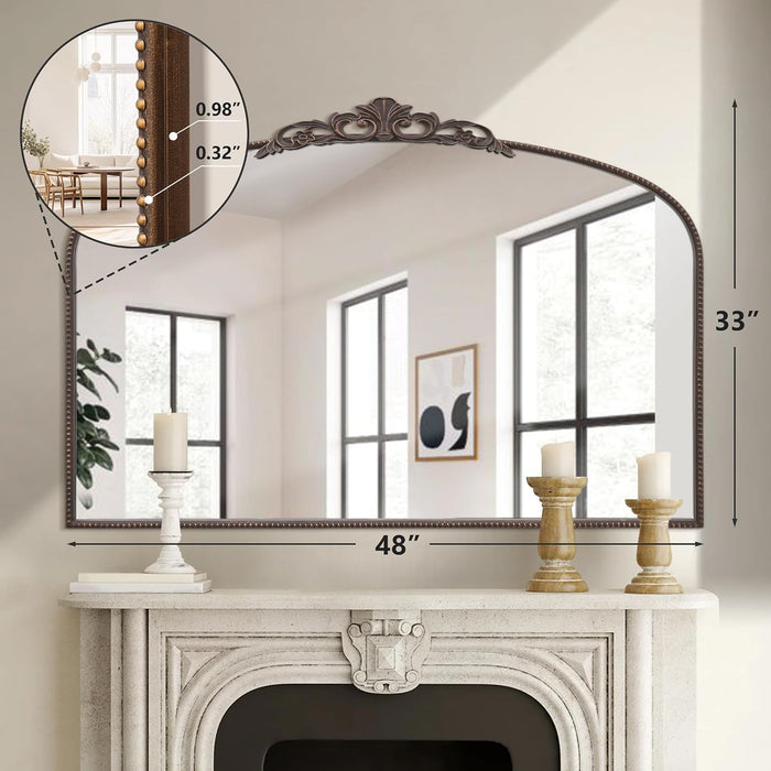 Large Bronze Vintage Mirror: 48"X33" Baroque Antique Wall Mirror