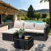 4 Pieces Patio Furniture Set, 2-In-1 Convertible Sectional Sofa & Chaise Lounge, All-Weather Wicker Rattan Sofa Couch with Cushions & Coffee Table for Yard, Garden, Porch, Poolside (Beige)