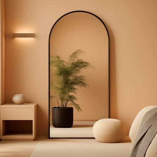 Arched Floor Mirror, 41" X 81" Oversized Full Body Mirror, Freestanding, Arch Mirror, Wall Mounted for Bedroom, Black