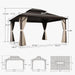 10’ X 14’ Outdoor Hardtop Gazebo Metal Frame Galvanized Steel Double Roof with Curtains and Nettings for Patio Desk Backyard Bronze