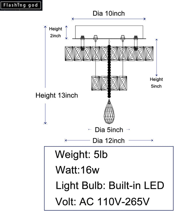 Small Crystal Chandeliers Dia 12" Gold Chandelier Flush Mount Ceiling Light for Bedroom Living Room Dining Room Hallway Dimmable 3 Rings LED Celing Lighting Fixtures