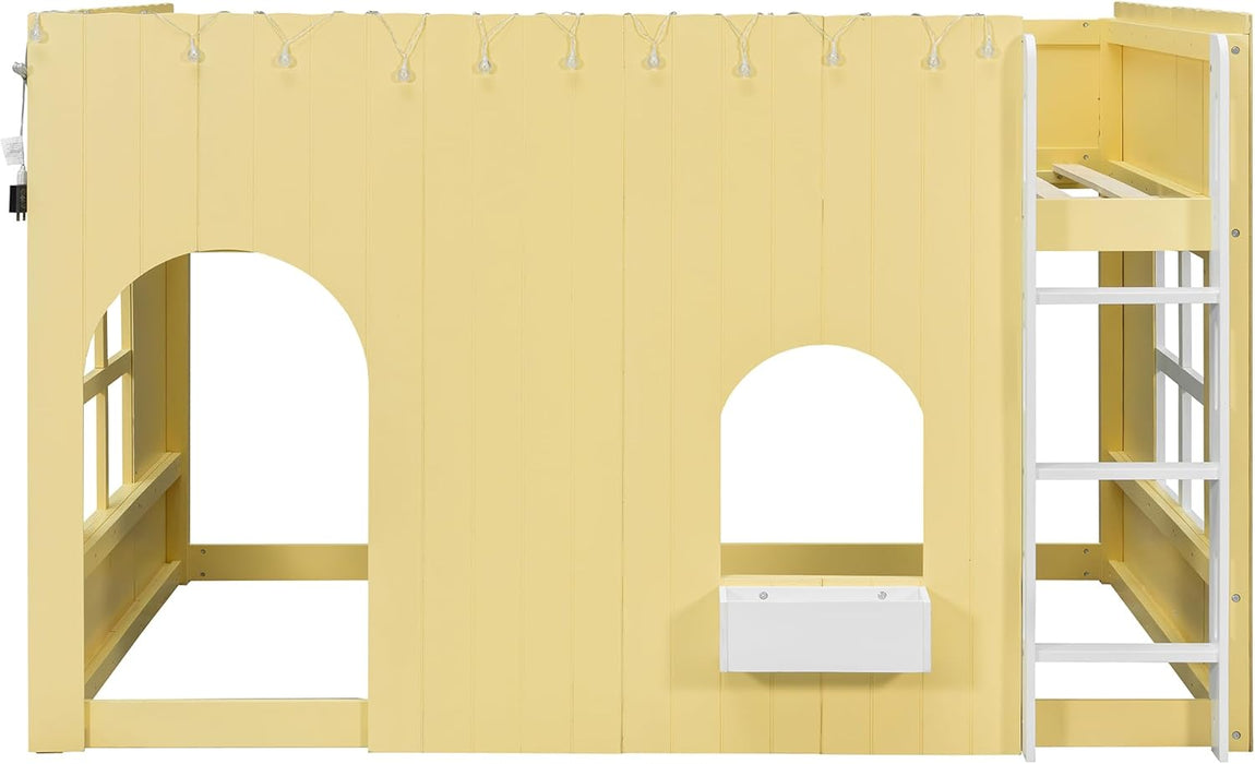 PrimroseYellow Full Size Kids Loft Bed WithPlayArea