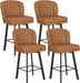 Swivel Counter Height Bar Stools Set of 4, 26'' Modern Barstools with Backs and Metal Legs, Upholstered Bar Chairs, Faux Leather Whiskey Brown Stools for Kitchen Island Chairs