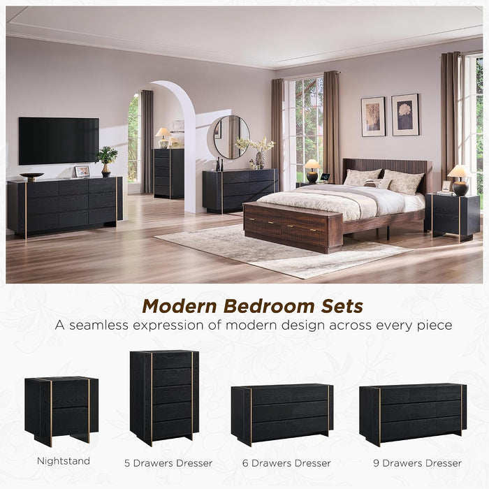 63" Modern 9 Drawer Dresser for Bedroom, 20" Depth for More Storage
