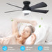 Modern Ceiling Fan with Light: 42-Inch Black Small Fans for Bedroom Indoor Outdoor - Dimmable Low Profile Ceiling Fans with Remote Control Flush Mount 5 Reversible Black Blades 6 Speeds Timer