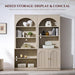 77.6" Tall Arched Bookshelf Set of 2, Wood Bookcase with Cabinet, Cream | Modern Bookcase W/Fluted Arched Door, 5-Tier Large Book Shelf W/Adjustable Shelves, Versatile Storage Cabinet for Living Room