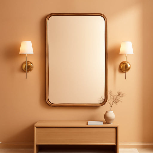 Wood Framed Mirrors for Bathroom, 24X36 Inch Wooden Frame Wall Mirror Farmhouse Wall Mounted Rectangle Mirror for Vanity (Horizontal/Vertical)