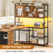 L Shaped Computer Desk, 58'' Office Desk with 3 Drawers and Bookshelf, L Shaped Corner Desk with Storage Shelves and LED Light for Home Office, Gaming Desk, L Desk, Rustic Brown