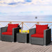 3 Pieces Patio Wicker Conversation Set with Cushion