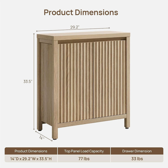 Sideboard Buffet Cabinet with Storage, Fluted Credenza Buffet Table