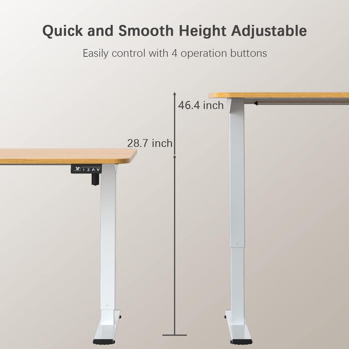 Electric Height Adjustable Standing Desk Large 55 X 24 Inches Sit Stand up Desk Home Office Computer Desk Memory Preset with T-Shaped Metal Bracket, Wood