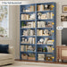 82" Tall Bookshelf Bookcase, 7-Tier Open Display Shelves, Blue