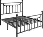 14" Queen Size Metal Platform Bed Frame/Victorian Headboard and Footboard/Steel Slats Mattress Foundation for Storage/No Box Spring Needed/Noise Free/Black