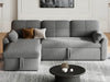  L-Shaped Sleeper Sofa Grey, 86", with Storage