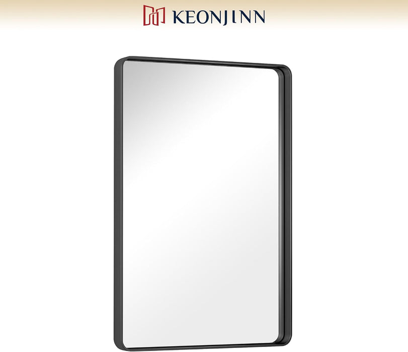 24 X 36 Inch Black Vanity Mirror, Aluminum Frame Bathroom Mirror