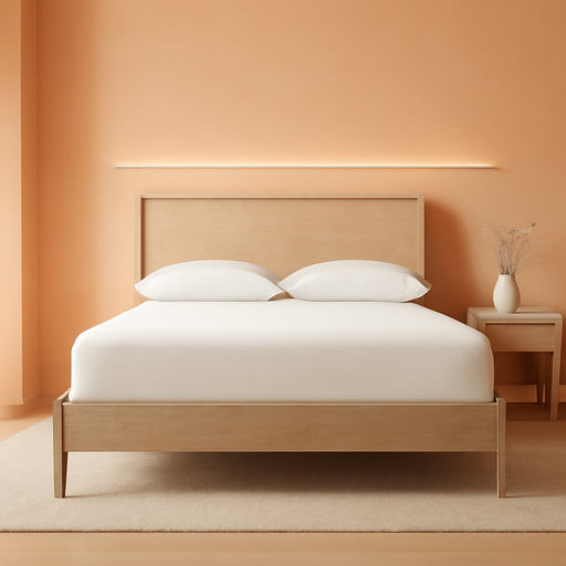 Cielden Farmhouse Queen Panel Platform Bed, Foundation or Box Spring Not Needed, Light Brown