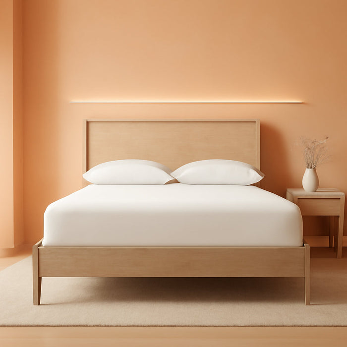 Cielden Farmhouse Queen Panel Platform Bed, Foundation or Box Spring Not Needed, Light Brown