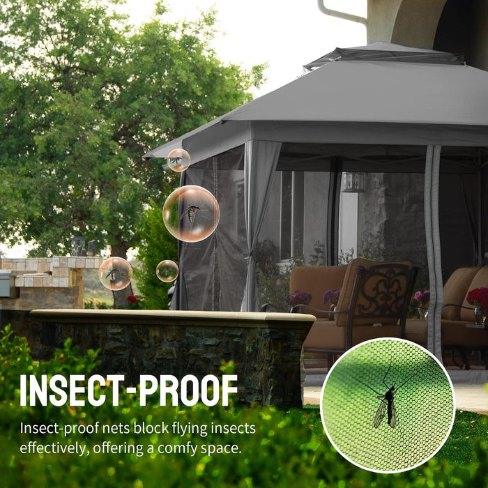 13X13 Pop up Gazebo, Canopy Tent, Gazebos on Clearance - Outdoor Gazebo for Backyard & Patio Furniture - Carpa Pop up Tent with Wheeled Sto-N-Go Cover Bag (Grey)