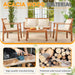 4 Piece Patio Bistro Set Patio Furniture Outdoor Chat Table Chair Set with Water Resistant Cushions and Coffee Table for Beach Backyard Garden,Acacia Wood
