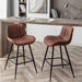 Brown Bar Stools Set of 2, 24 Inch Barstools Fabric Upholstery | Counter Height Bar Stool 24-Inch Seat Height, Thick Cushion, Black Metal Legs, Mid-Century Industrial Look for Kitchen Island