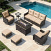 7-Piece Patio Furniture Set, Outdoor Thick Wicker Sectional Sofas with 2 Swivel Chairs, High Back Patio Sectional Couch with Fire Pit Table, Outdoor Conversation Set for Backyard, Deck, Brown
