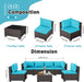7-Piece Outdoor Patio Furniture Sets, Manual Weaving Rattan Conversation Sectional Sofa with Tempered Glass Coffee Table, All-Weather PE Wicker & Thick Cushions for Garden, Backyard, Porch