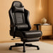 Gaming Chair with Footrest, Racing Style Computer Chair for Adult, Adjustable Reclining Backrest and Lumbar Support, Stylish High Back Chair for Gaming and Office (Black)