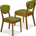 Dining Chairs Set of 2, Mid-Century Modern Upholstered Wood, Armless W/Seat Cushion, Padded Backrest - Walnut/Olive