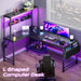51.2" L Shaped Gaming Desk with Power Outlets & USB-C Port, LED Lights, Computer Desk with Pegboard, Corner Desk with Storage Shelves & Bag, Office Desk with CPU Stand for Home Office, Black