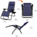 Outdoor Adjustable Zero Gravity Folding Reclining Lounge Chair with Cup Holder, Headrest Pillow, Detachable Side Table, Weather Resistant, Set of 2, Blue