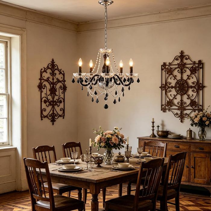 Black Crystal Chandelier Pendant Light 19in Diameter