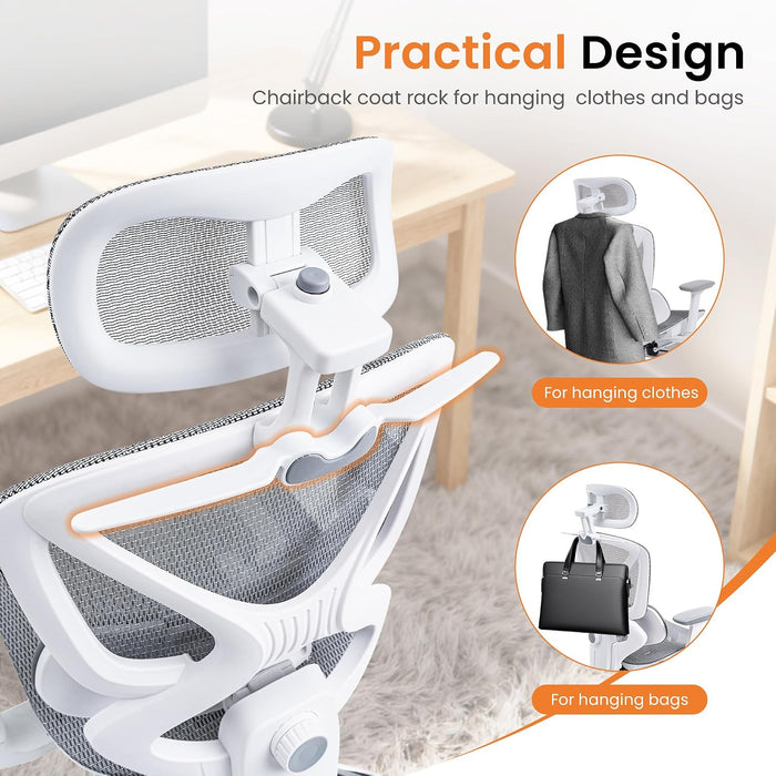 Big & Tall Ergonomic Mesh Office Chair 350Lbs, High Back Reclining Gaming Desk Chair with 3D Headrest, Adjustable Armrests, Lumbar Support & Retractable Footrest, Gray