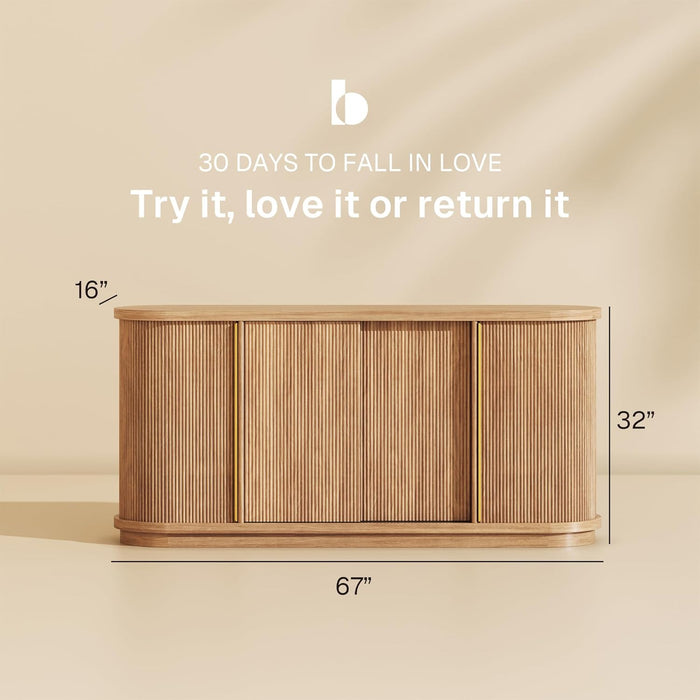 Turin 67" Sideboard Buffet Cabinet-Camel