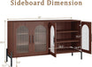 Sideboard Buffet Cabinet with Storage, 55" Modern Sideboard Cabinet with 4 Fluted Arcylic Doors & Adjustable Shelves, Wood Buffet Console Table for Living Room, Kitchen, Dark Walnut