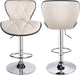 Shell Back Adjustable Swivel Bar Stools, PU Leather Padded with Back, Set of 3 (Beige)