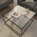 Glass Coffee Table Modern Center Table,Minimalist Coffee Table Sofa Side Tea Table for Living Room,Tempered Glass-Top with Sturdy Metal Frame, Easy Assembly,26.4 X 26.4 X 15.7 Inches, Black