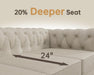 3 Piece Classic Chesterfield 6-Seater Set, Tufted Chair & Loveseat & Sofa Solid Wood Legs Thick Cushion, Pet-Friendly Couch Set Furniture for Living Room Bedroom Apartment, Linen Beige