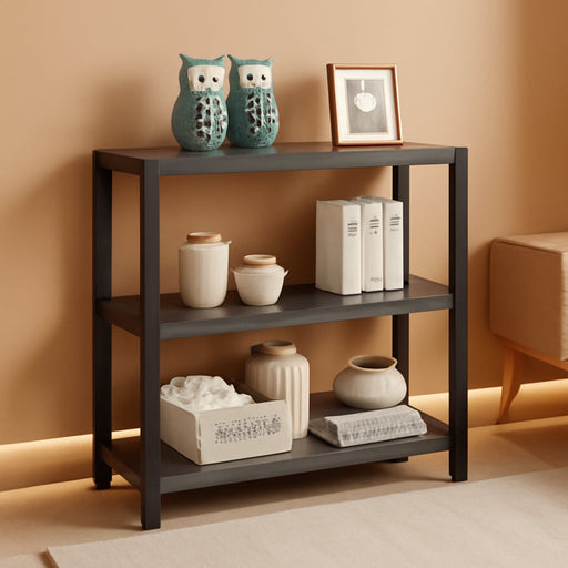 Grey 3-Tier Industrial Bookshelf For Office Storage