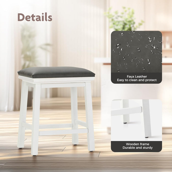 24 Inch Counter Height Bar Stools Set of 2, Modern Design, Upgraded Faux Leather Upholstery, Sturdy Wood Legs - Ideal for Kitchen Islands, Black