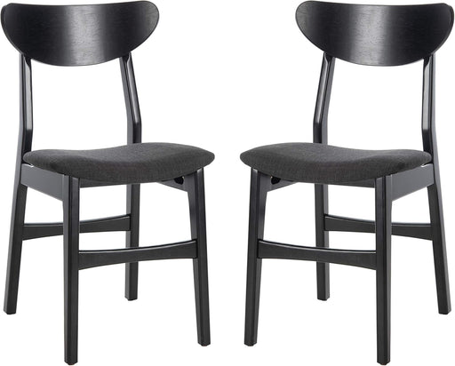 Home Lucca Retro Black and Black Cushion Dining Chair, Set of 2, Wood