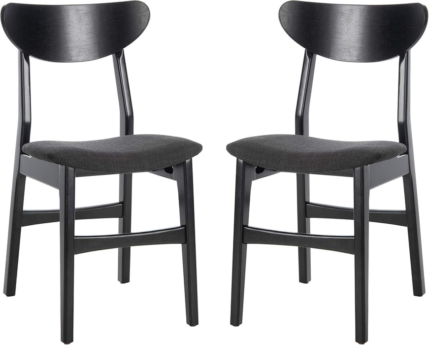 Home Lucca Retro Black and Black Cushion Dining Chair, Set of 2, Wood