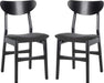 Home Lucca Retro Black and Black Cushion Dining Chair, Set of 2, Wood