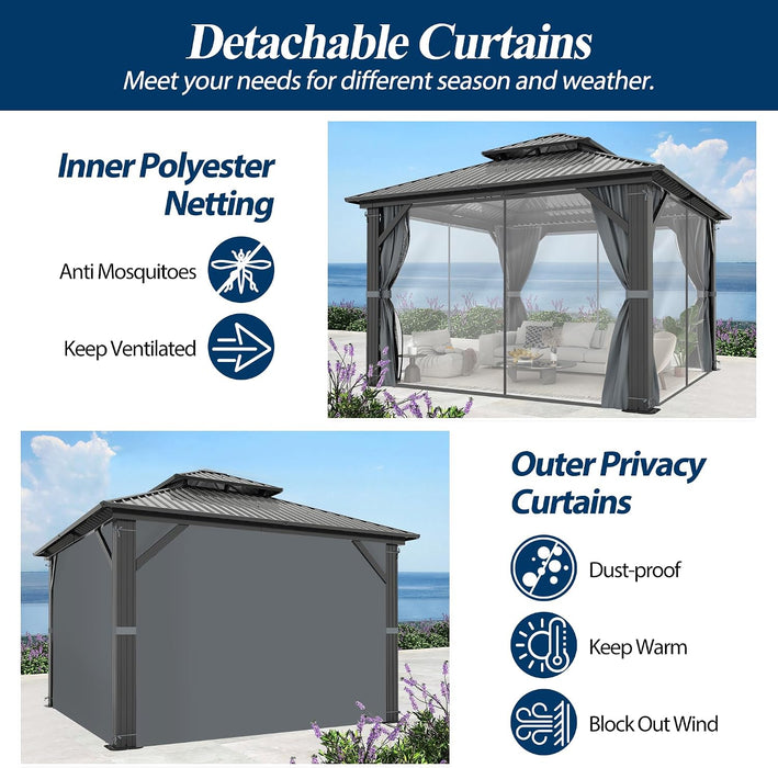 10x10 Outdoor Gazebo Weatherproof Privacy Curtains