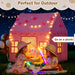 Large Kids Tent Playhouse,Kids Play Tent 2 in 1 with Padded Mat,Flags and Lights,Large Baby Playhouse with 1 Doors & 4 Windows,Portable Princess Tent for Children Indoor and Outdoor Games,Gift