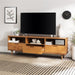 Millie Mid Century Modern 3 Drawer Solid Wood Low TV Stand for Tvs up to 80 Inches 70 Inch Caramel